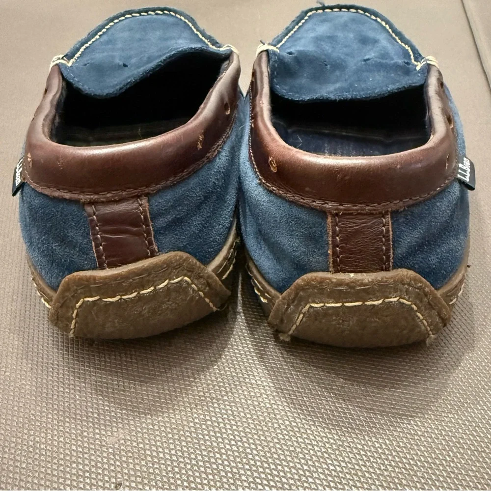 L.L. Bean Slippers Handsewn Suede Flannel Lined No Laces Men’s 8 Women’s 10
